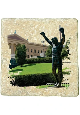 Philadelphia Rocky Statue 4x4 Coaster - Green