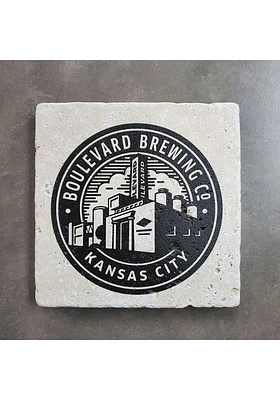 Kansas City Brew Stamp 4x4 Coaster - Black