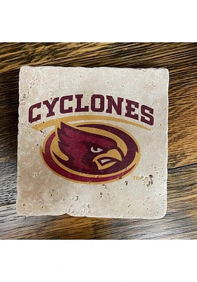 Iowa State Cyclones Mascot Head 4x4 Coaster - Red