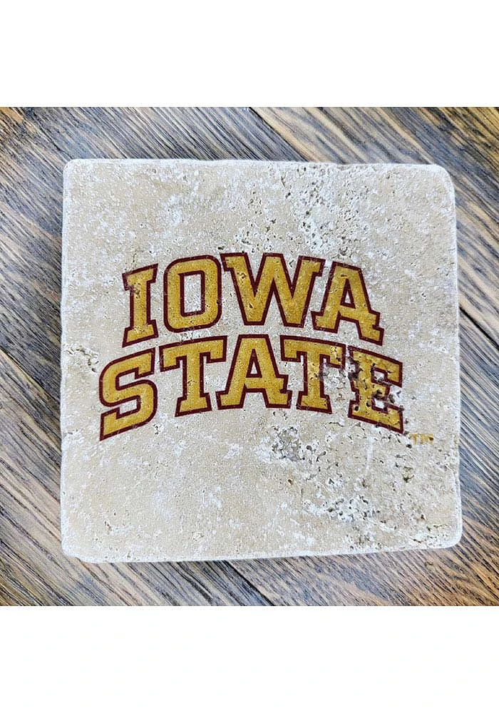 Iowa State Cyclones Stacked Text 4x4 Coaster - Red