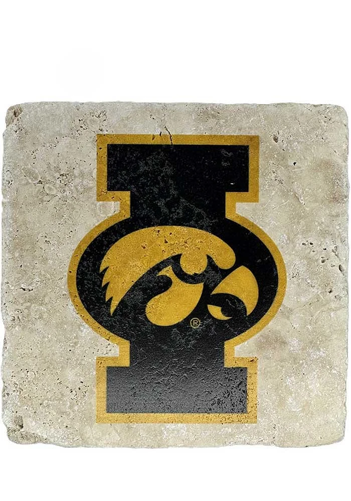 Iowa Hawkeyes I Logo 4x4 Coaster - Black