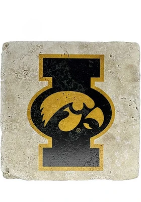 Iowa Hawkeyes I Logo 4x4 Coaster - Black