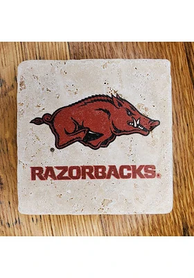 Arkansas Razorbacks Primary Logo 4x4 Stone Coaster - Red