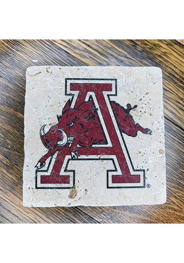 Arkansas Razorbacks Razorback thru A 4x4 Stone Coaster - Red