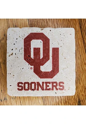 Oklahoma Sooners Logo Sooners 4x4 Stone Coaster - Red