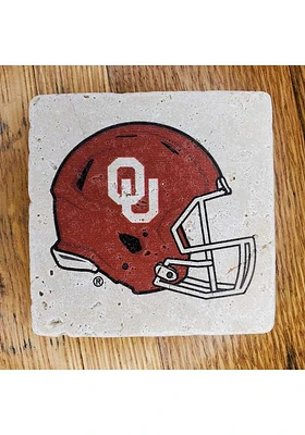 Oklahoma Sooners Helmet 4x4 Stone Coaster - Red