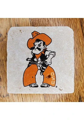 Oklahoma State Cowboys Pistol Pete 4x4 Stone Coaster - Orange