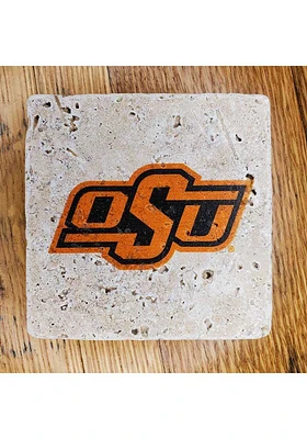 Oklahoma State Cowboys Primary Logo 4x4 Stone Coaster - Orange