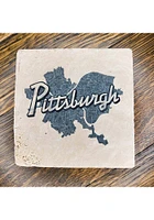 Pittsburgh Wordmark Script Map Coaster - Black
