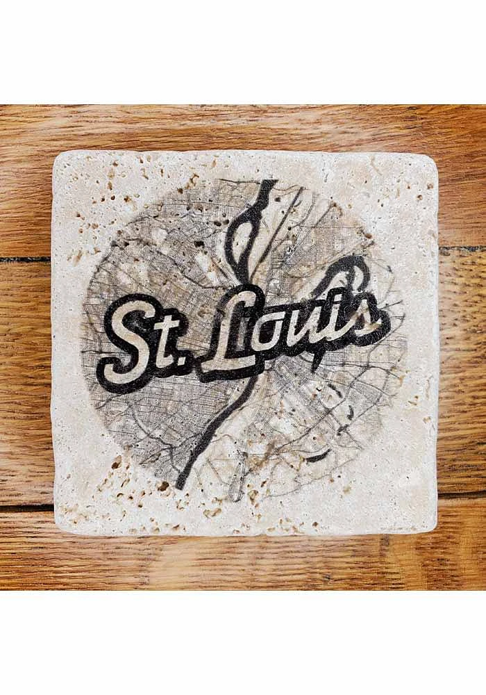 St Louis Wordmark Script Map Coaster - Black