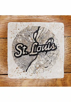 St Louis Wordmark Script Map Coaster - Black