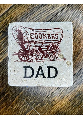 Oklahoma Sooners Wagon Logo Dad 4x4 Stone Coaster - Red