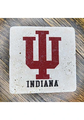 Indiana Hoosiers Primary Logo 4x4 Stone Coaster - Red