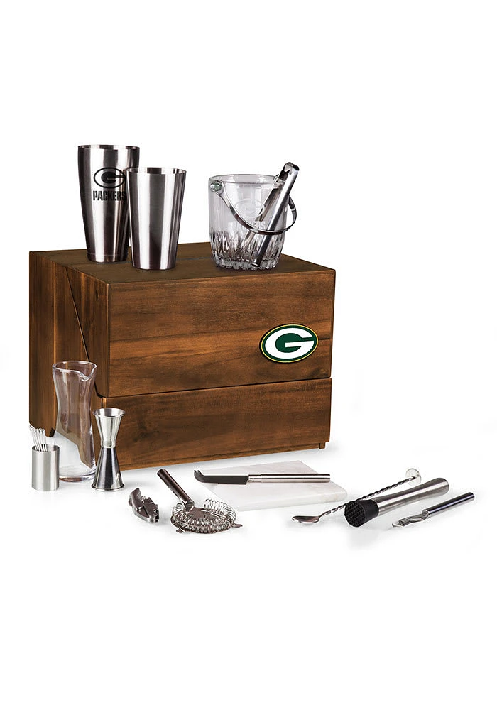 Green Bay Packers Madison Bar 19 Piece Colored Drink Set