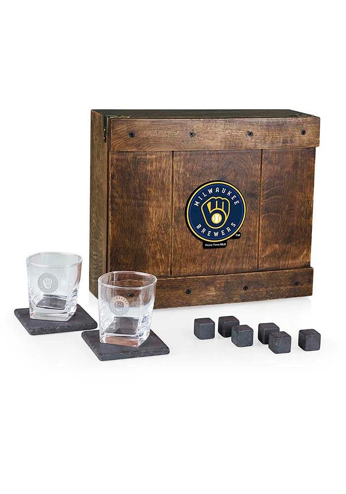 Milwaukee Brewers Colored Whiskey Box Gift Drink Set