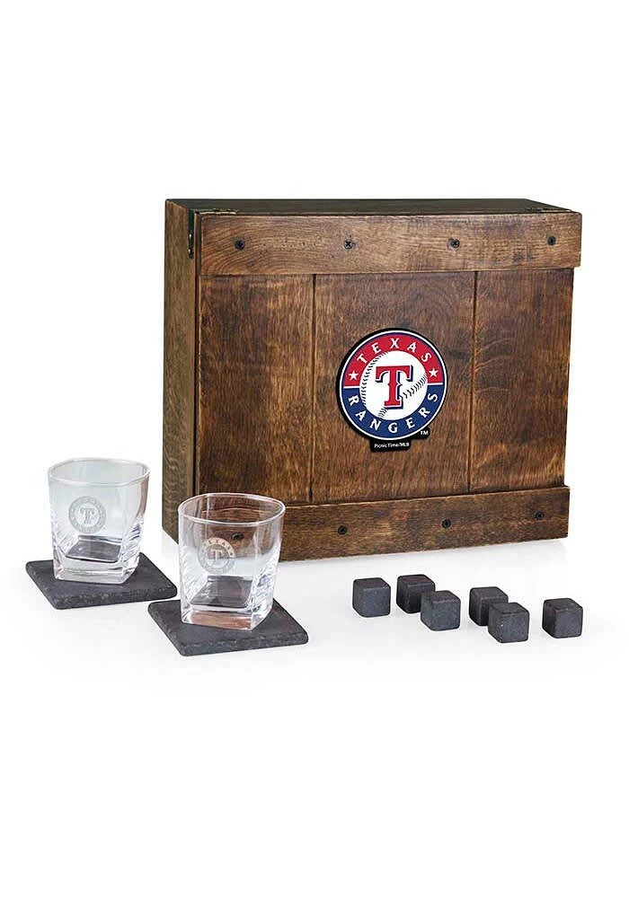 Texas Rangers Colored Whiskey Box Gift Drink Set