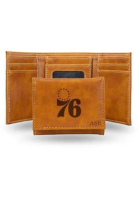 Philadelphia 76ers Logo Personalized Laser Engraved Mens Trifold Wallet