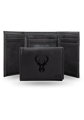Milwaukee Bucks Logo Personalized Laser Engraved Mens Trifold Wallet