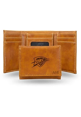 Oklahoma City Thunder Logo Personalized Laser Engraved Mens Trifold Wallet