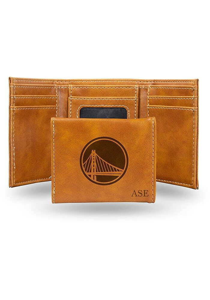 Golden State Warriors Logo Personalized Laser Engraved Mens Trifold Wallet