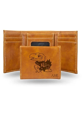 Kansas Jayhawks Logo Personalized Laser Engraved Mens Trifold Wallet