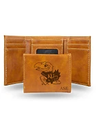 Kansas Jayhawks Logo Personalized Laser Engraved Mens Trifold Wallet