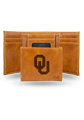Oklahoma Sooners Logo Personalized Laser Engraved Mens Trifold Wallet