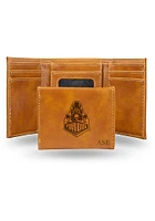 Personalized Laser Engraved Purdue Boilermakers Mens Trifold Wallet - Brown
