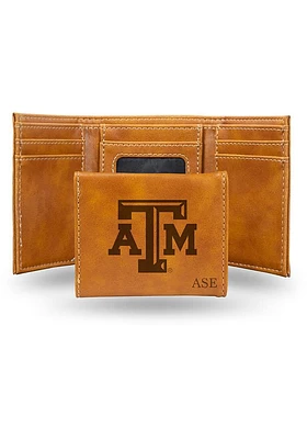 Texas A&M Aggies Personalized Laser Engraved Mens Trifold Wallet