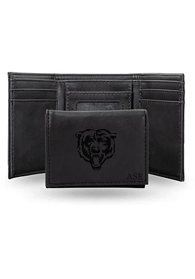 Chicago Bears Logo Personalized Laser Engraved Mens Trifold Wallet
