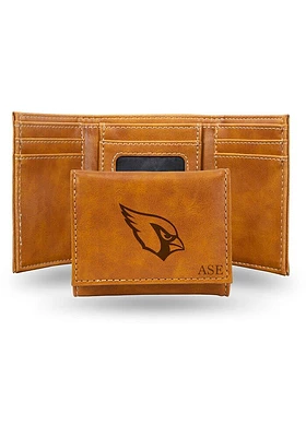 Arizona Cardinals Logo Personalized Laser Engraved Mens Trifold Wallet