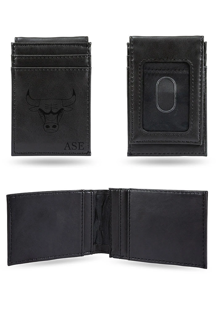 Chicago Bulls Logo Personalized Laser Engraved Front Pocket Mens Bifold Wallet