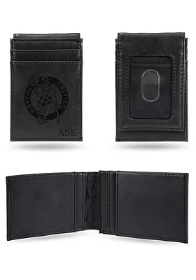 Boston Celtics Logo Personalized Laser Engraved Front Pocket Mens Bifold Wallet