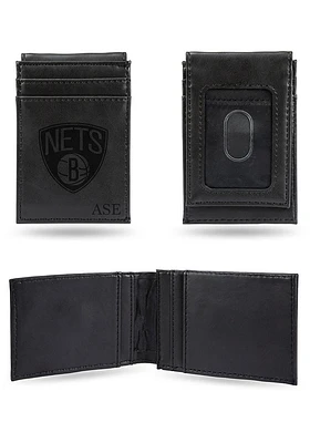 Brooklyn Nets Logo Personalized Laser Engraved Front Pocket Mens Bifold Wallet
