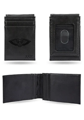 New Orleans Pelicans Logo Personalized Laser Engraved Front Pocket Mens Bifold Wallet