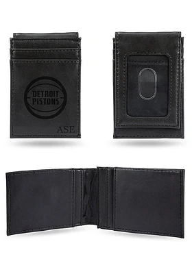 Detroit Pistons Logo Personalized Laser Engraved Front Pocket Mens Bifold Wallet