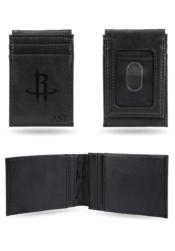 Houston Rockets Logo Personalized Laser Engraved Front Pocket Mens Bifold Wallet