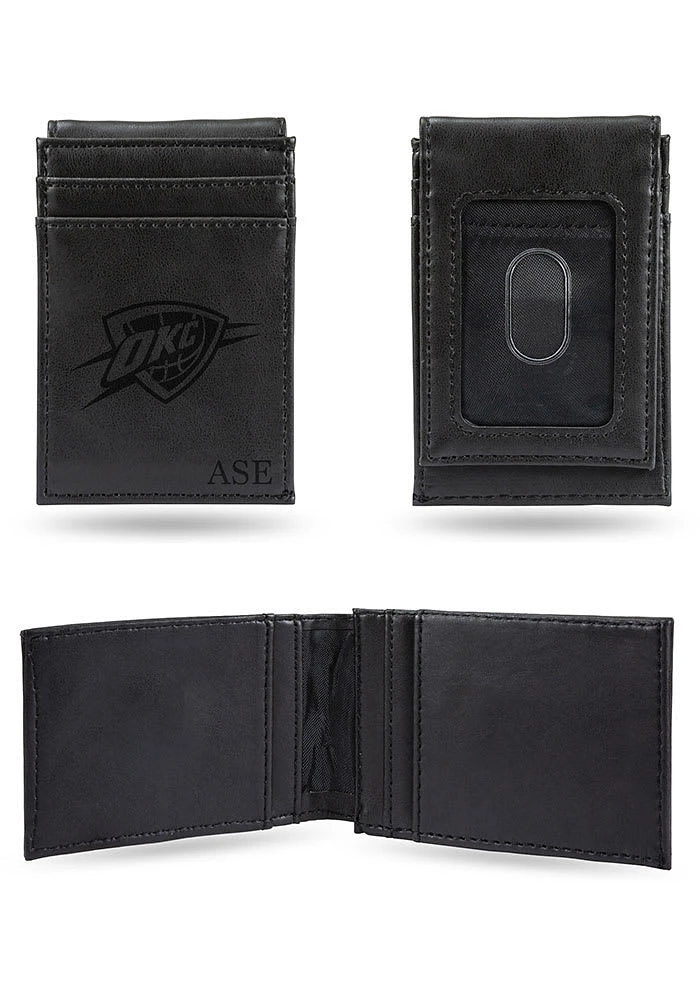 Oklahoma City Thunder Logo Personalized Laser Engraved Front Pocket Mens Bifold Wallet
