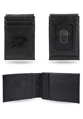 Oklahoma City Thunder Logo Personalized Laser Engraved Front Pocket Mens Bifold Wallet