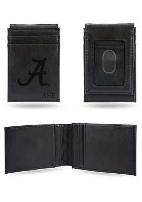 Alabama Crimson Tide Logo Personalized Laser Engraved Front Pocket Mens Bifold Wallet