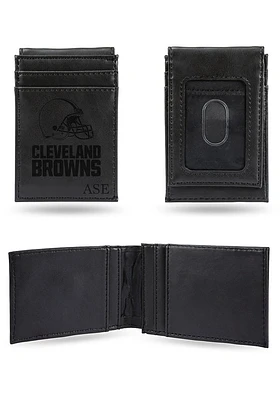 Cleveland Browns Logo Personalized Laser Engraved Front Pocket Mens Bifold Wallet