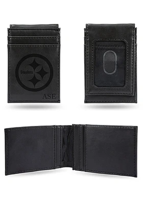 Pittsburgh Steelers Logo Personalized Laser Engraved Front Pocket Mens Bifold Wallet