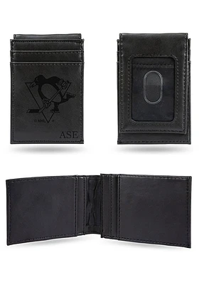 Pittsburgh Penguins Personalized Laser Engraved Front Pocket Mens Bifold Wallet