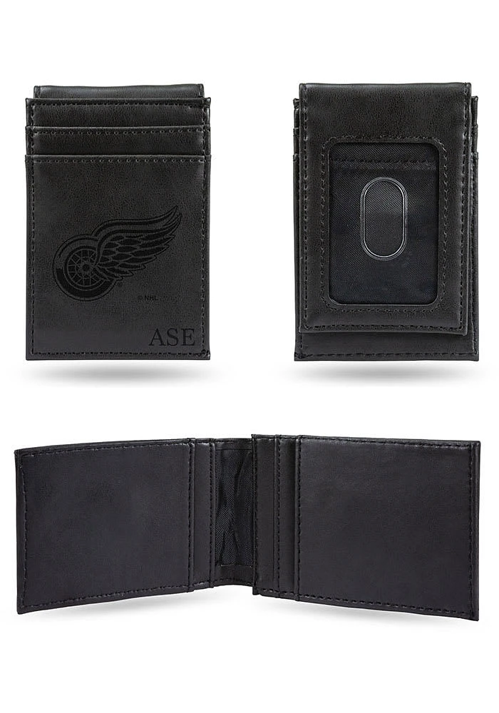Detroit Red Wings Personalized Laser Engraved Front Pocket Mens Bifold Wallet