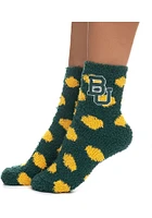 Baylor Bears Polka Dot Fuzzy Womens Quarter Socks