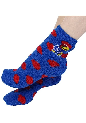 Kansas Jayhawks Polka Dot Fuzzy Womens Quarter Socks