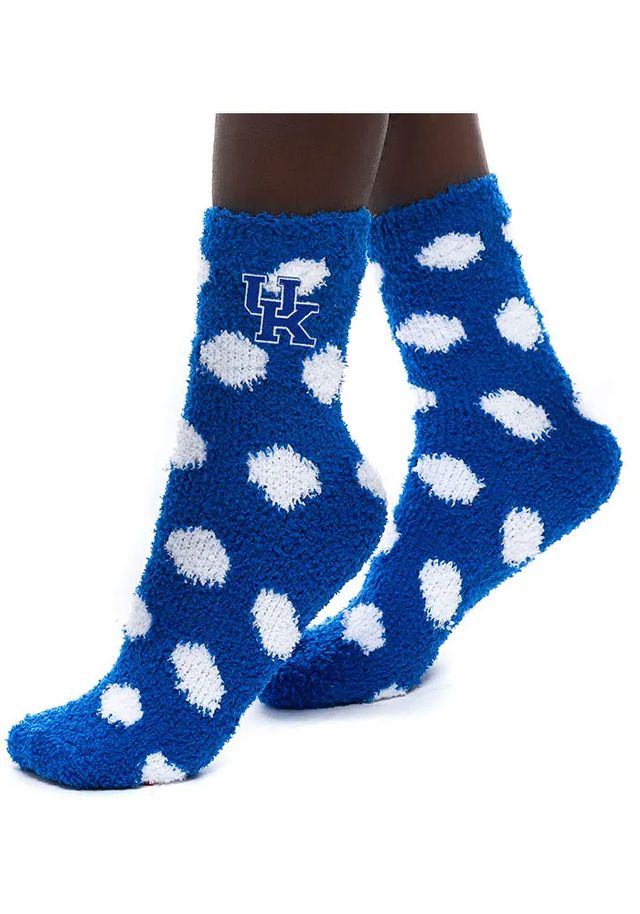 Kentucky Wildcats Polka Dot Fuzzy Womens Quarter Socks