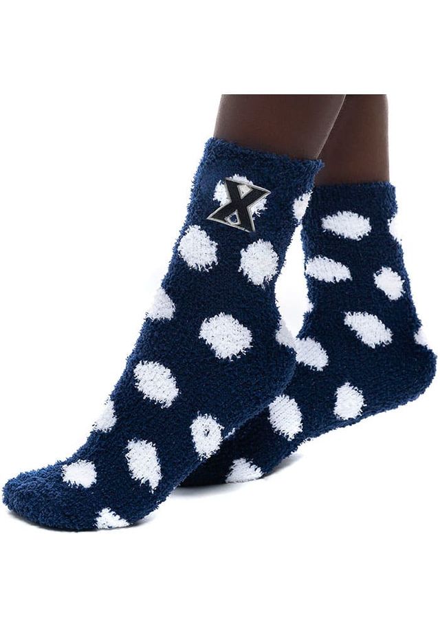 Xavier Musketeers Fuzzy Dot Womens Quarter Socks