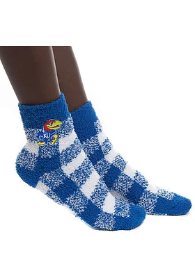 Kansas Jayhawks Buffalo Check Fuzzy Womens Quarter Socks