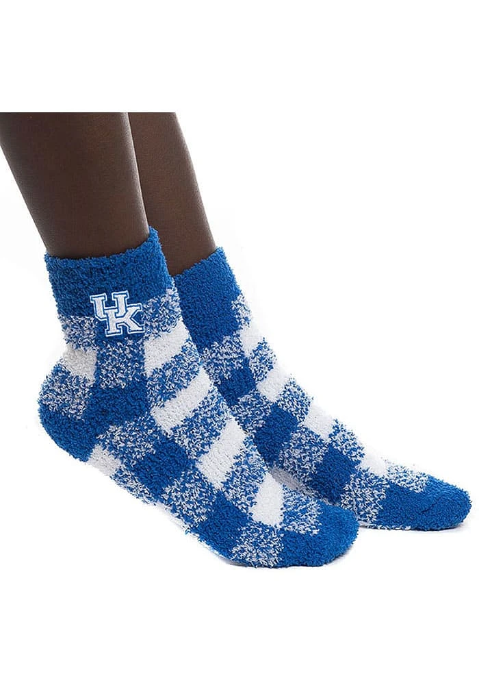 Kentucky Wildcats Buffalo Check Fuzzy Womens Quarter Socks